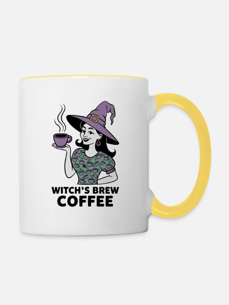 Hexengebräuchlicher Kaffee - Tasse zweifarbig - Weiß/Gelb