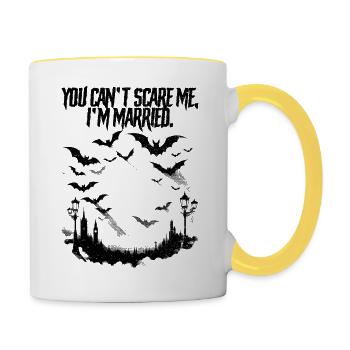 Gothique Ville Chauves-souris Helloween Tu ne peux pas me faire peur - Mug contrasté - blanc/jaune - Droite