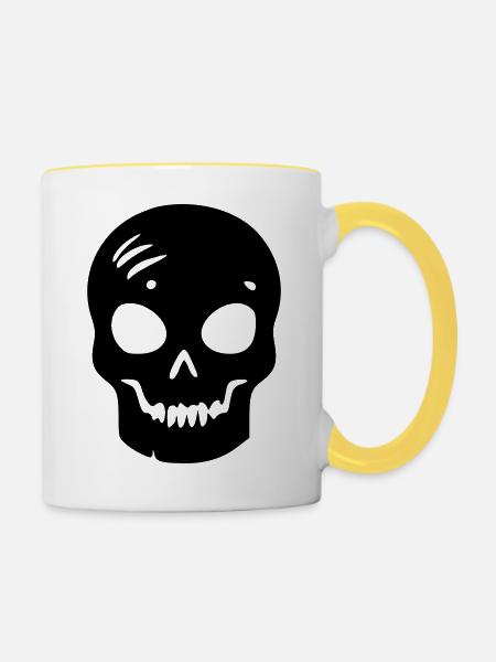 Schädel - Tasse zweifarbig - Weiß/Gelb