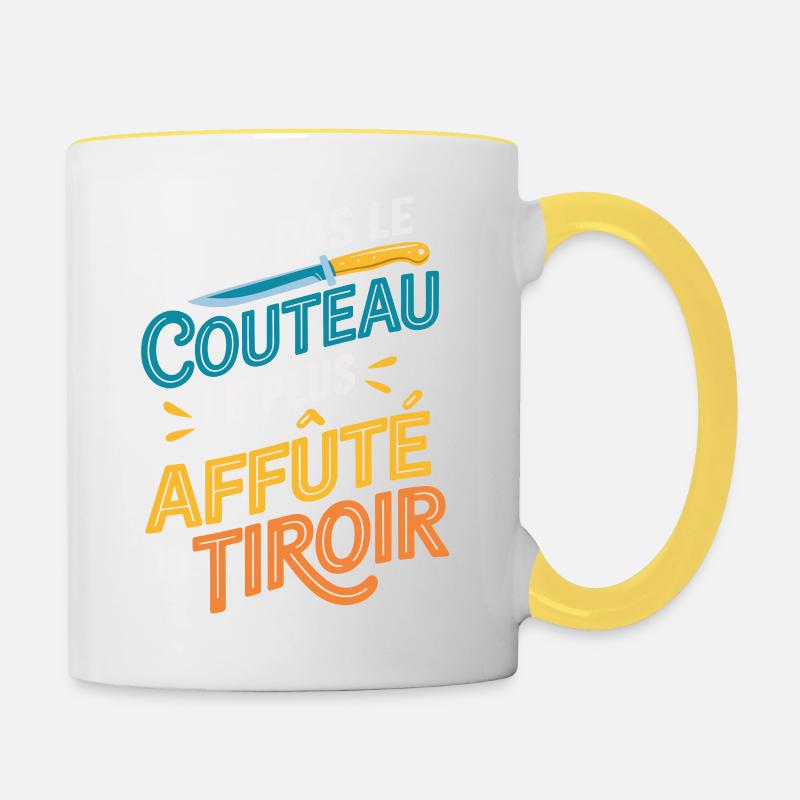 T'es pas le couteau le plus affûté du tiroir - Mug contrasté - blanc/jaune