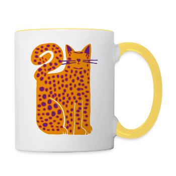 Big cat - Tasse zweifarbig - Weiß/Gelb - Rechts