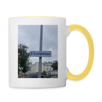 ReuMÄDCHENplatz - Mug contrasté - blanc/jaune - Droite