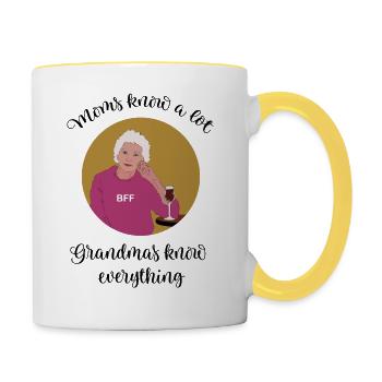 Mütter wissen viel, Omas wissen alles - Tasse zweifarbig - Weiß/Gelb - Rechts