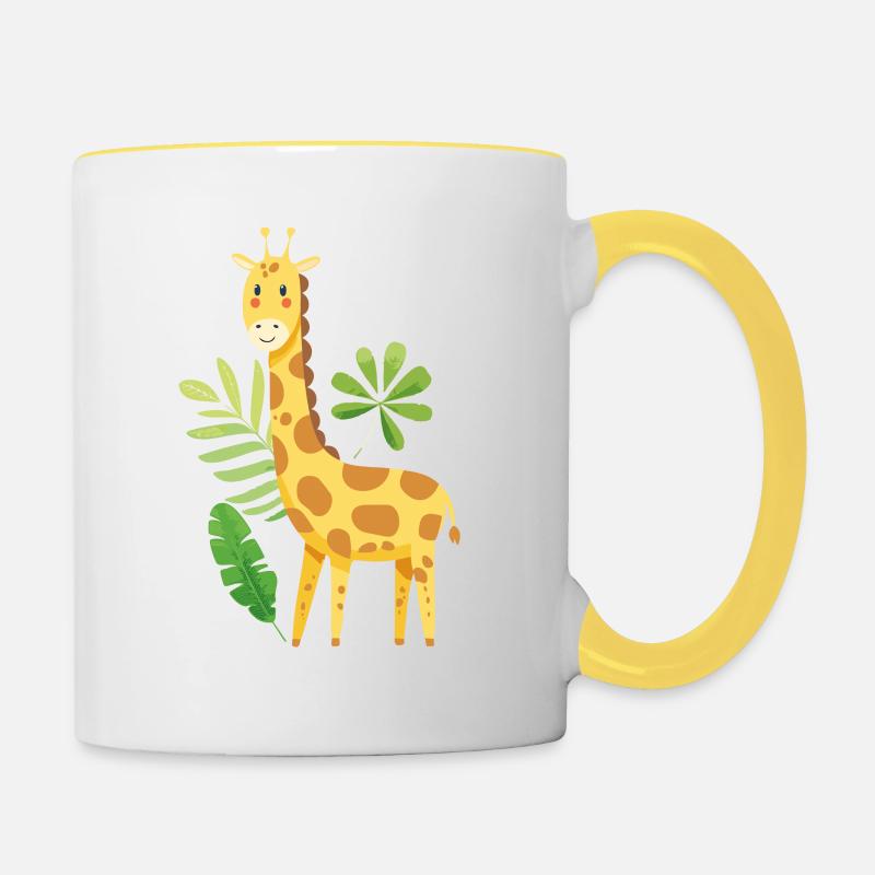 Cute Giraffe - Contrasting Mug - white/yellow