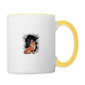 Fox Foxes Vixen Fairy Tale - Contrasting Mug - white/yellow - Right