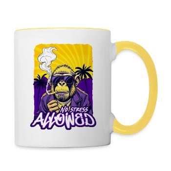 No Stress Allowed – EnrolDesign - Tasse zweifarbig - Weiß/Gelb - Rechts
