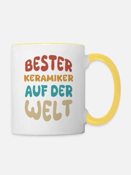 Berufung Keramiker - Tasse zweifarbig - Weiß/Gelb