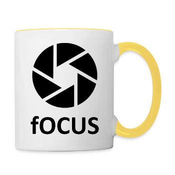 Fokussierung mit Auslösersymbol - Tasse zweifarbig - Weiß/Gelb - Rechts