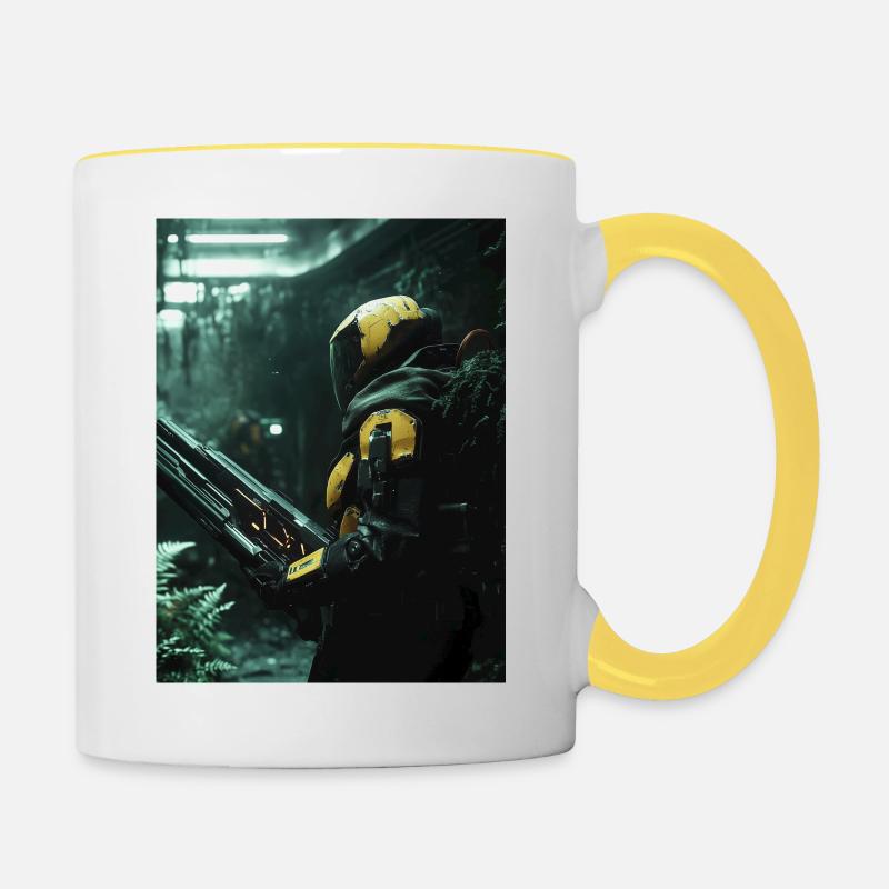 Sci Fi Warrior4 - Contrasting Mug - white/yellow