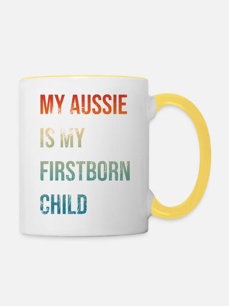 Aussie Firstborn - Tasse zweifarbig - Weiß/Gelb