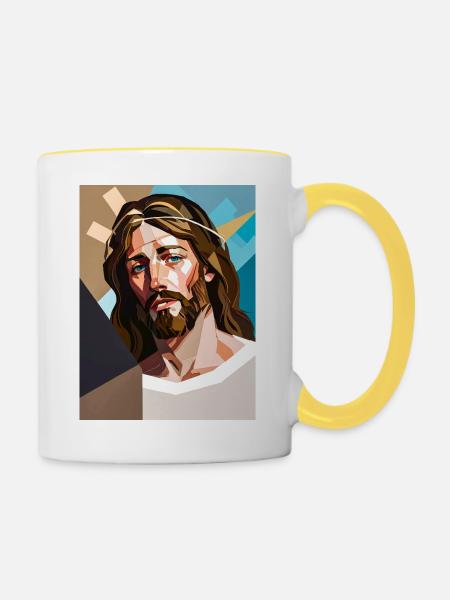 Heilige Abstraktion - Tasse zweifarbig - Weiß/Gelb