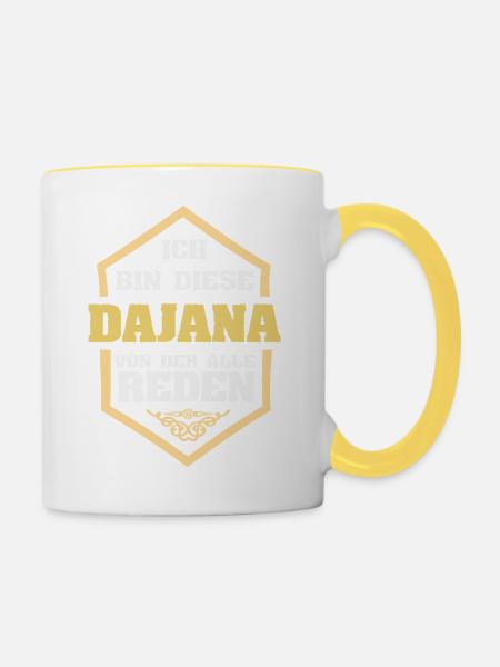 Dajana als Rufname - Tasse zweifarbig - Weiß/Gelb