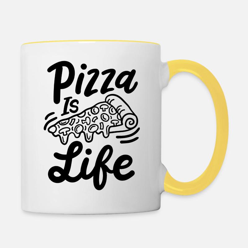 La pizza, c’est la vie - Mug contrasté - blanc/jaune