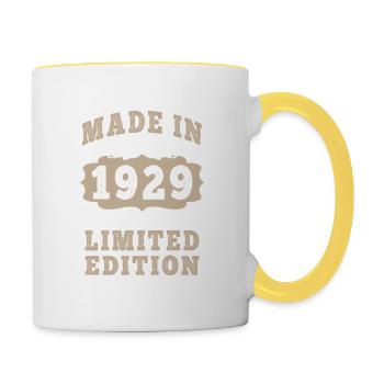 Original 1929 Vintage Vintage Retro Birthday - Mug contrasté - blanc/jaune - Droite