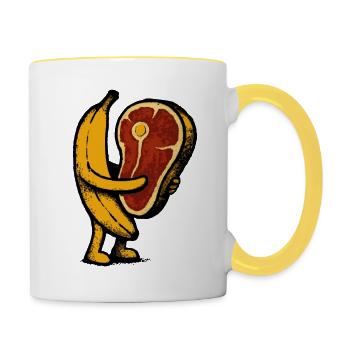 Banana with meat - Contrasting Mug - white/yellow - Right