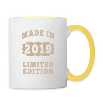 Original 2019 Vintage Vintage Retro Birthday - Mug contrasté - blanc/jaune - Droite