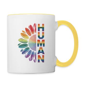 Mensch: Regenbogen der Vielfalt - Tasse zweifarbig - Weiß/Gelb - Rechts