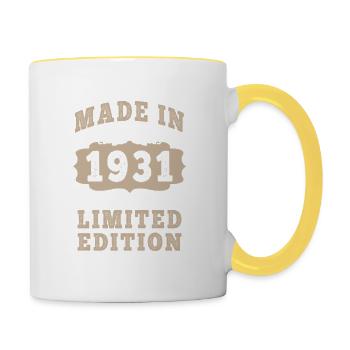 Original 1931 Vintage Vintage Retro Birthday - Mug contrasté - blanc/jaune - Droite