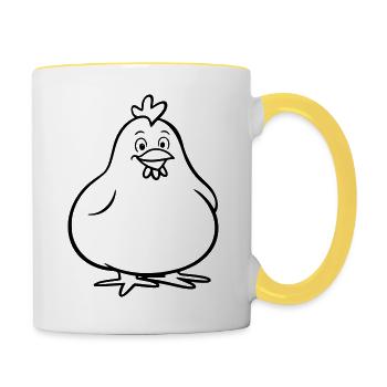 Poulet potelé comme illustration vectorielle - Mug contrasté - blanc/jaune - Droite