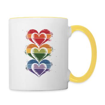 Rainbow Hearts: Love in All Colors - Contrasting Mug - white/yellow - Right