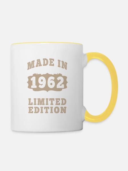 Original 1962 Vintage Vintage Retro Geburtstag - Tasse zweifarbig - Weiß/Gelb