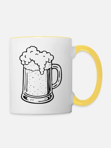 Bier - Tasse zweifarbig - Weiß/Gelb