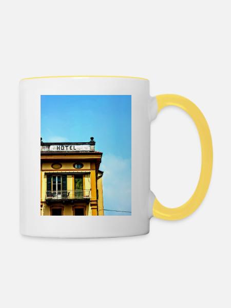 Hotel 50er - Tasse zweifarbig - Weiß/Gelb