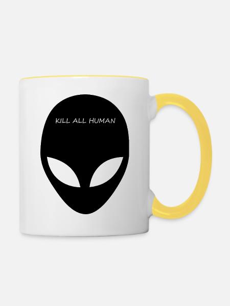 KILL ALL HUMAN - Tasse zweifarbig - Weiß/Gelb