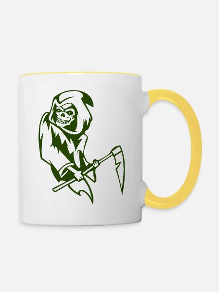 Sensenmann - Tasse zweifarbig - Weiß/Gelb