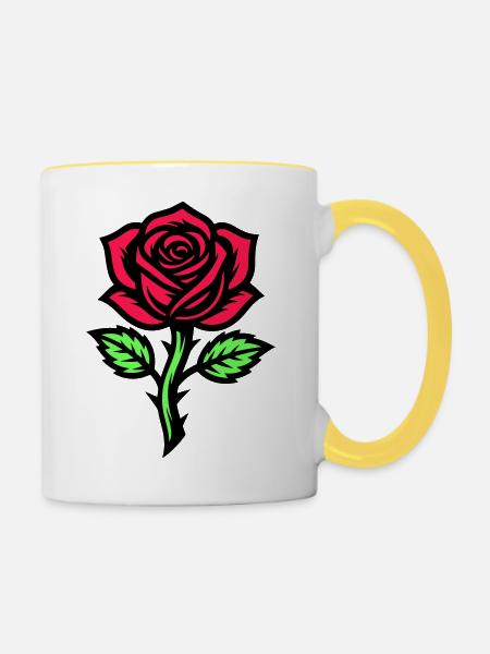 Rose Blume Symbol - Tasse zweifarbig - Weiß/Gelb