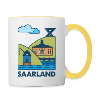 SAARLAND ART - Tasse zweifarbig - Weiß/Gelb - Rechts