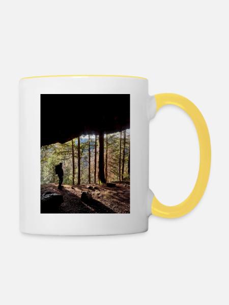 Waldwanderer Naturkunst Design - Tasse zweifarbig - Weiß/Gelb
