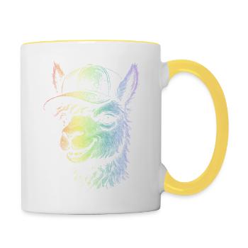 Lama - Tasse zweifarbig - Weiß/Gelb - Rechts