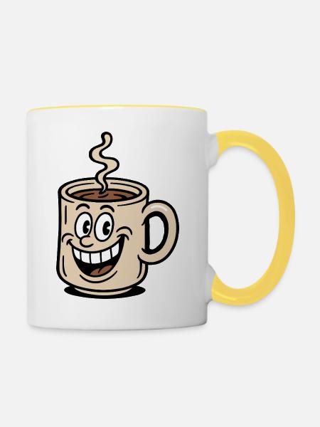 kaffee tasse comic - Tasse zweifarbig - Weiß/Gelb