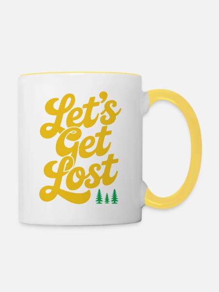 Abenteuer - Let's Get Lost - Tasse zweifarbig - Weiß/Gelb