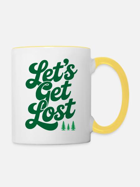 Abenteuer - Let's Get Lost - Tasse zweifarbig - Weiß/Gelb