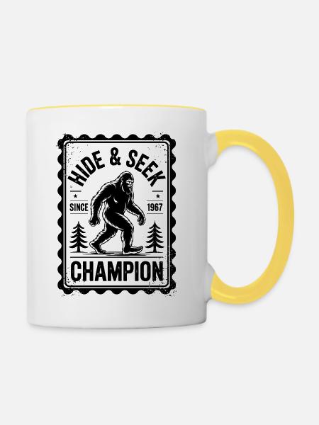 Versteck-Champion Bigfoot - Tasse zweifarbig - Weiß/Gelb