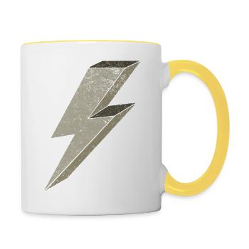 Stilvolle Blitz-Designs für Energie 3D - Tasse zweifarbig - Weiß/Gelb - Rechts