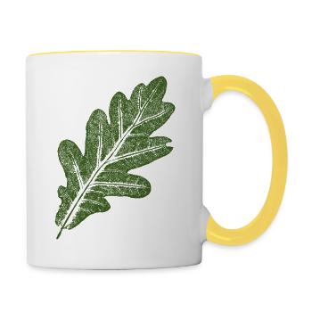 Eichenblatt / Grün - Tasse zweifarbig - Weiß/Gelb - Rechts