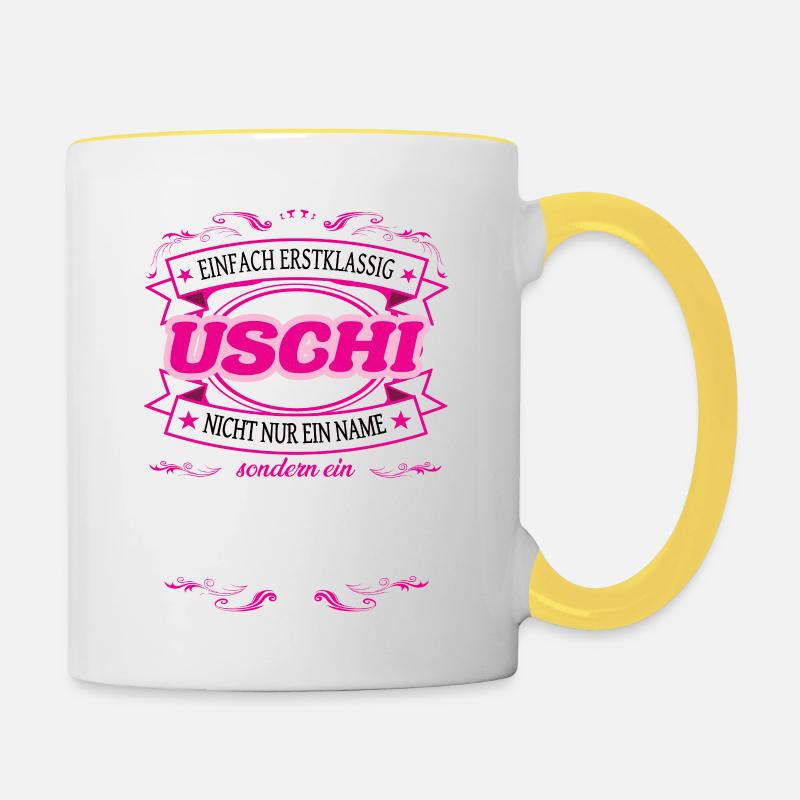 Quality feature Uschi simply first-class - Contrasting Mug - white/yellow
