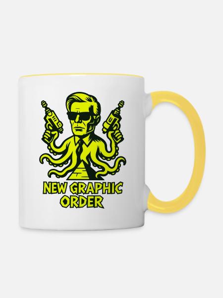 NGO Agent mit Tentakeln - Tasse zweifarbig - Weiß/Gelb