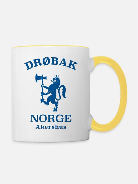 Drobak Norge Norwegen - Tasse zweifarbig - Weiß/Gelb