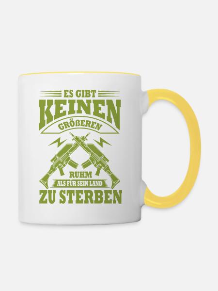 Patriotische Gewehr-Dualität - Tasse zweifarbig - Weiß/Gelb