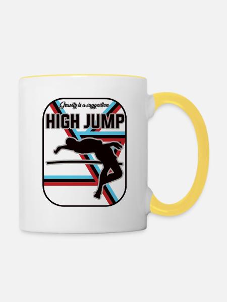 Hochsprung Design – Fly over your limits - Tasse zweifarbig - Weiß/Gelb