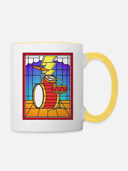 Buntglas-Schlagzeug Set - Tasse zweifarbig - Weiß/Gelb