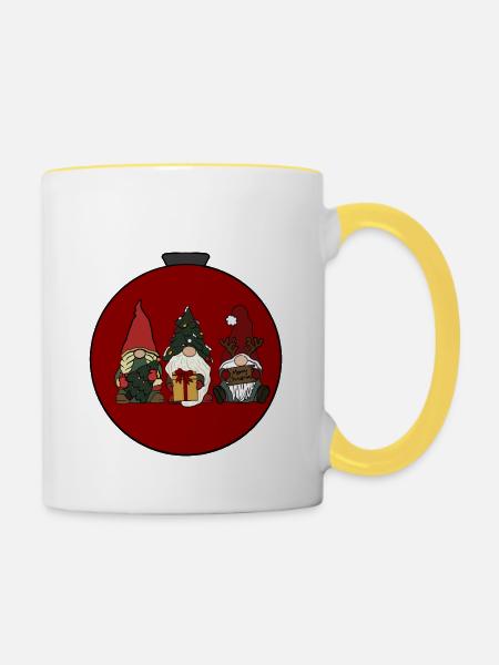 Wichtel - Tasse zweifarbig - Weiß/Gelb