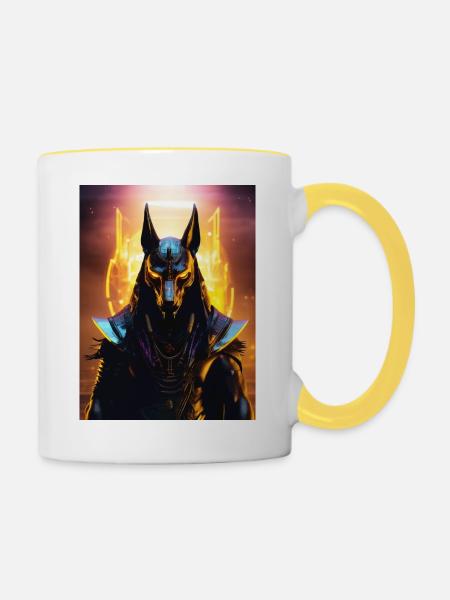 Anubis – Wächter der Seelen - Tasse zweifarbig - Weiß/Gelb