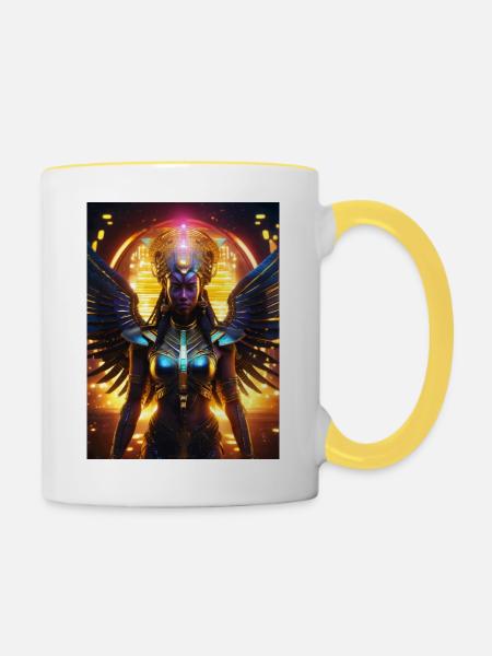 Maat – Gleichgewicht des Kosmos - Tasse zweifarbig - Weiß/Gelb