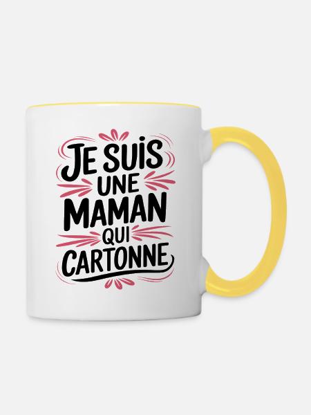 Ich bin eine erfolgreiche Mutter - Tasse zweifarbig - Weiß/Gelb