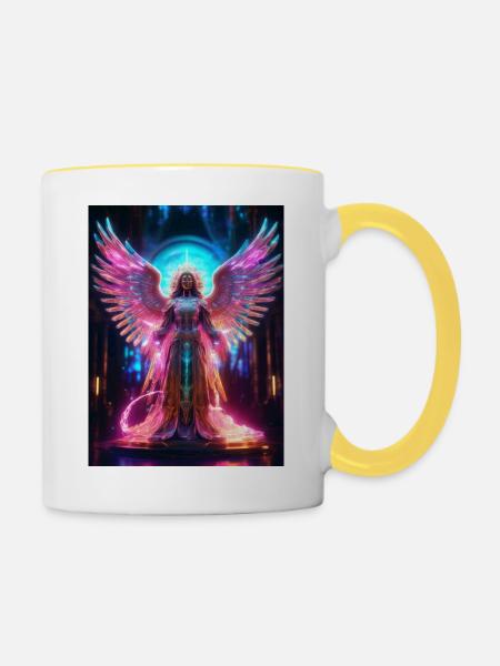 Neon-Seraphim_Fluegel_aus_Energie - Tasse zweifarbig - Weiß/Gelb